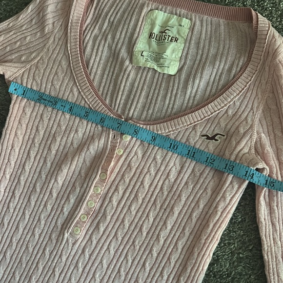 Rare Hollister Y2K vintage pink cable knit 3/4 sleeve Henley top - Picture 9 of 12